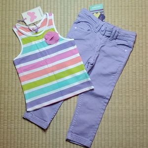 John Lewis Pastel Tank & Skinny Jeans Set, sz 2T